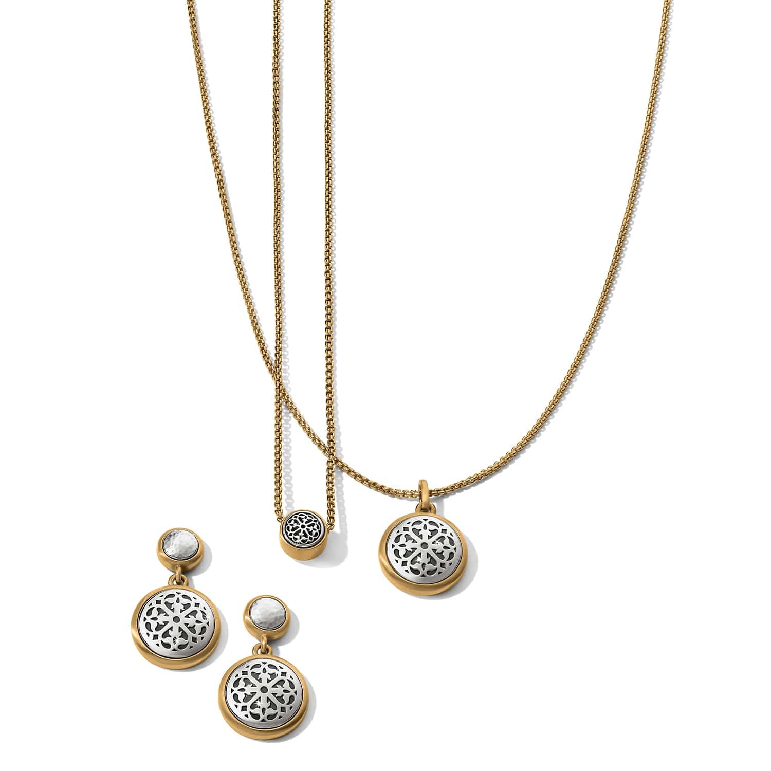 Ferrara Two Tone Luce Post Drop Earrings - Image 2