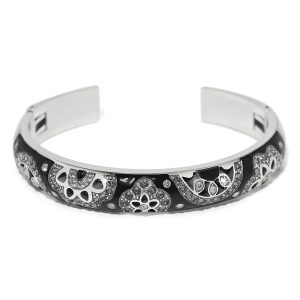 Flora Black Double Hinged Bangle Bracelet