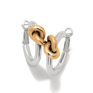 Interlok Single Knot Two Tone Hoop Earrings