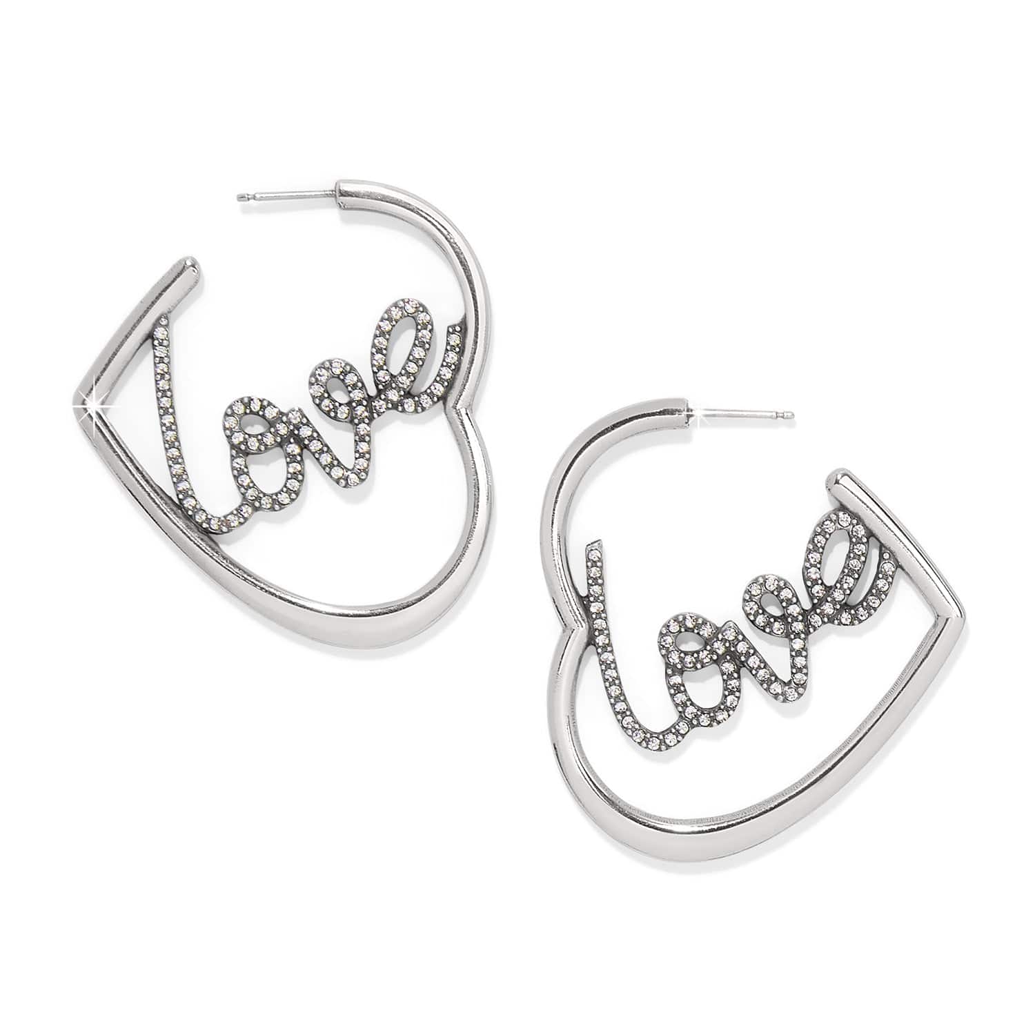 Love Script Sparkle Hoop Earrings