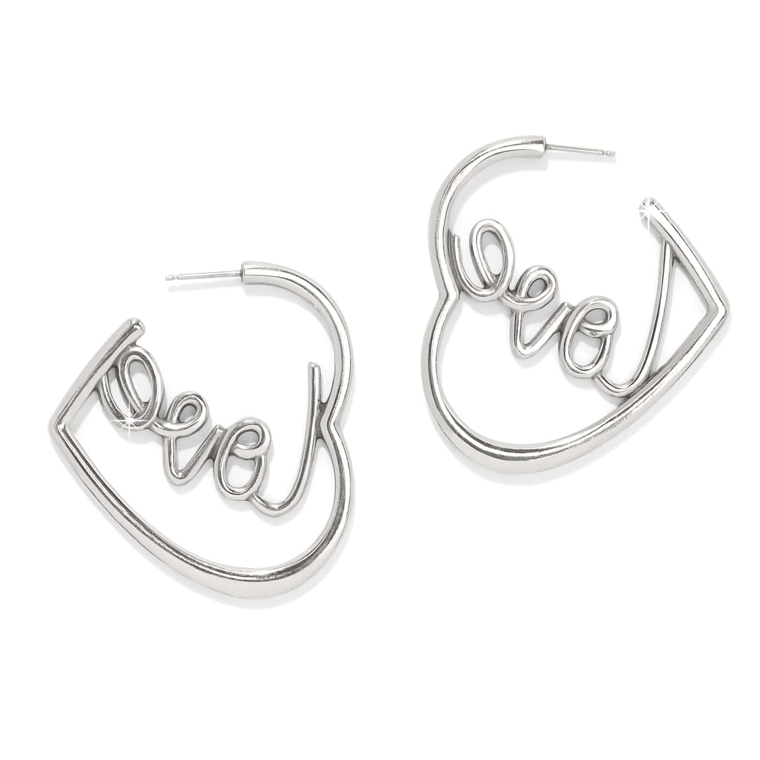 Love Script Sparkle Hoop Earrings - Image 2