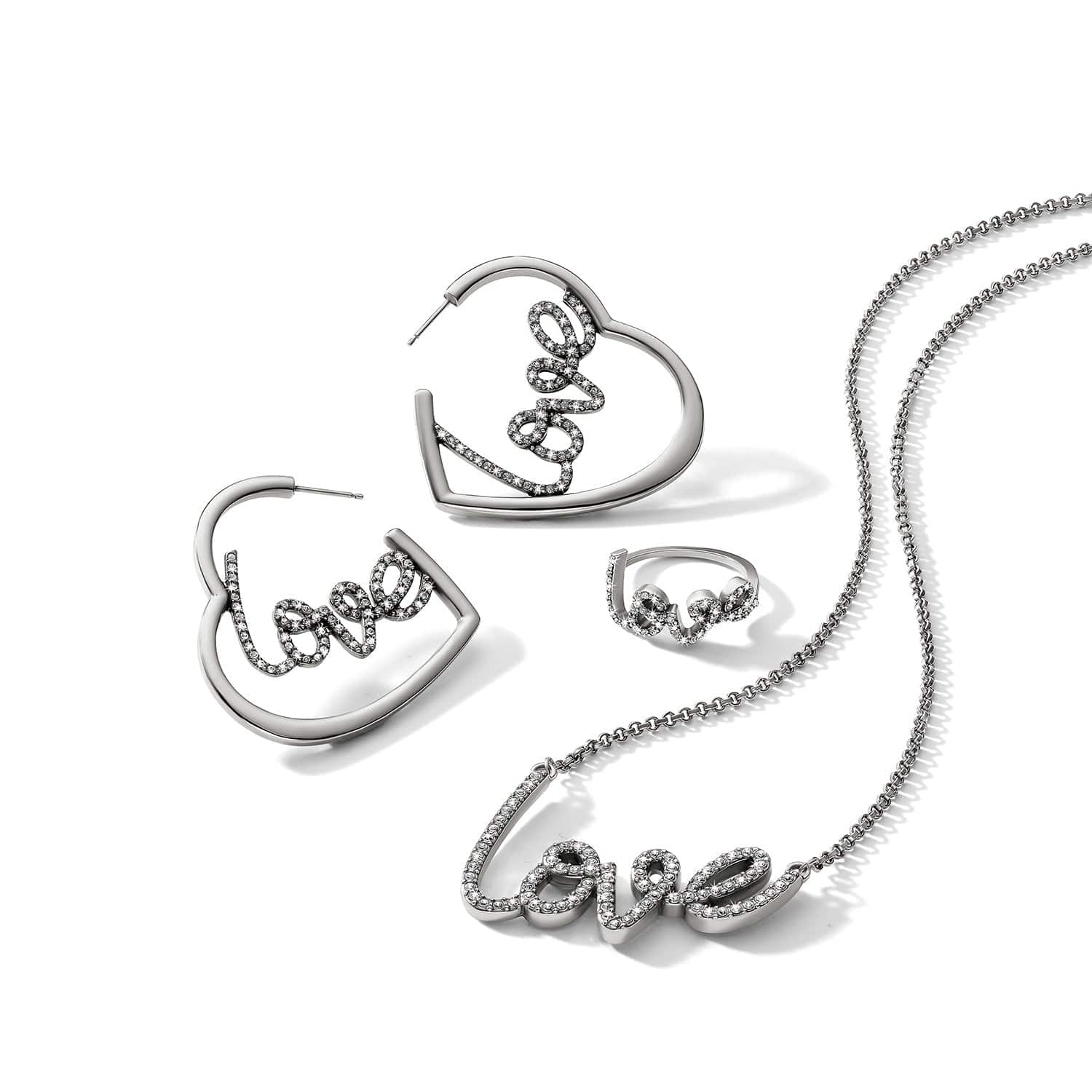 Love Script Sparkle Hoop Earrings - Image 3