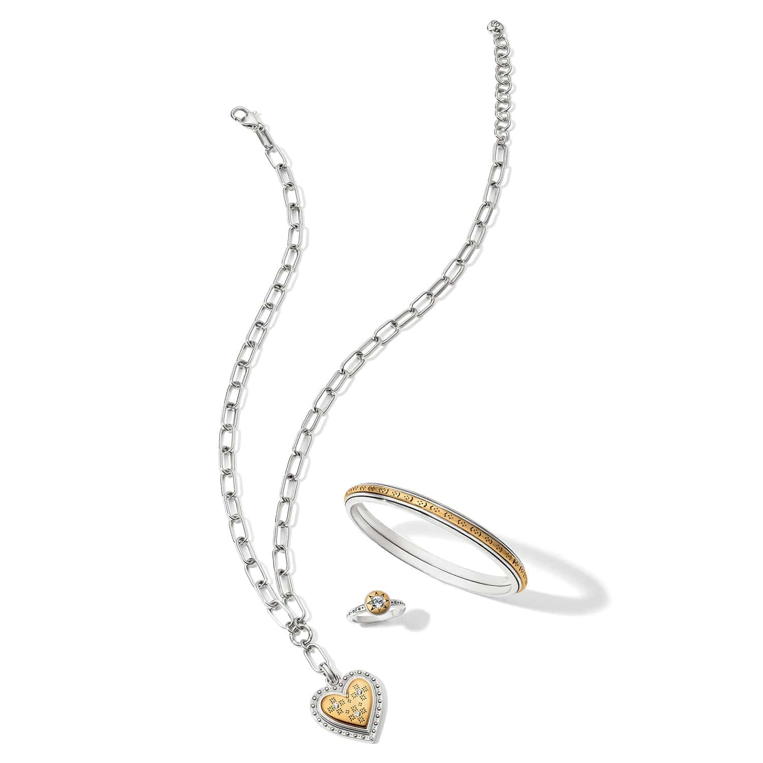 Mosaic Heart Two Tone Necklace - Image 4
