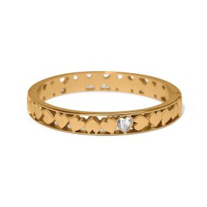 Mystery Of Love Golden Heart Hinged Bangle