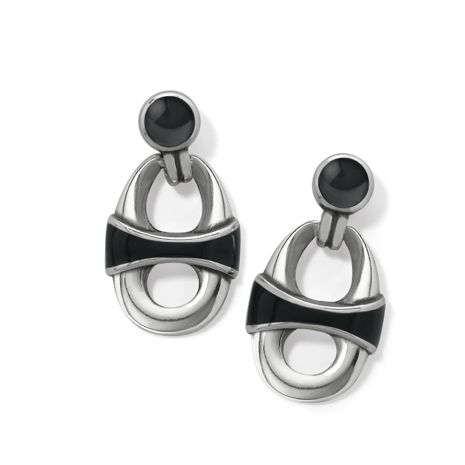 Portofino Link Black Drop Post Earrings - Image 5
