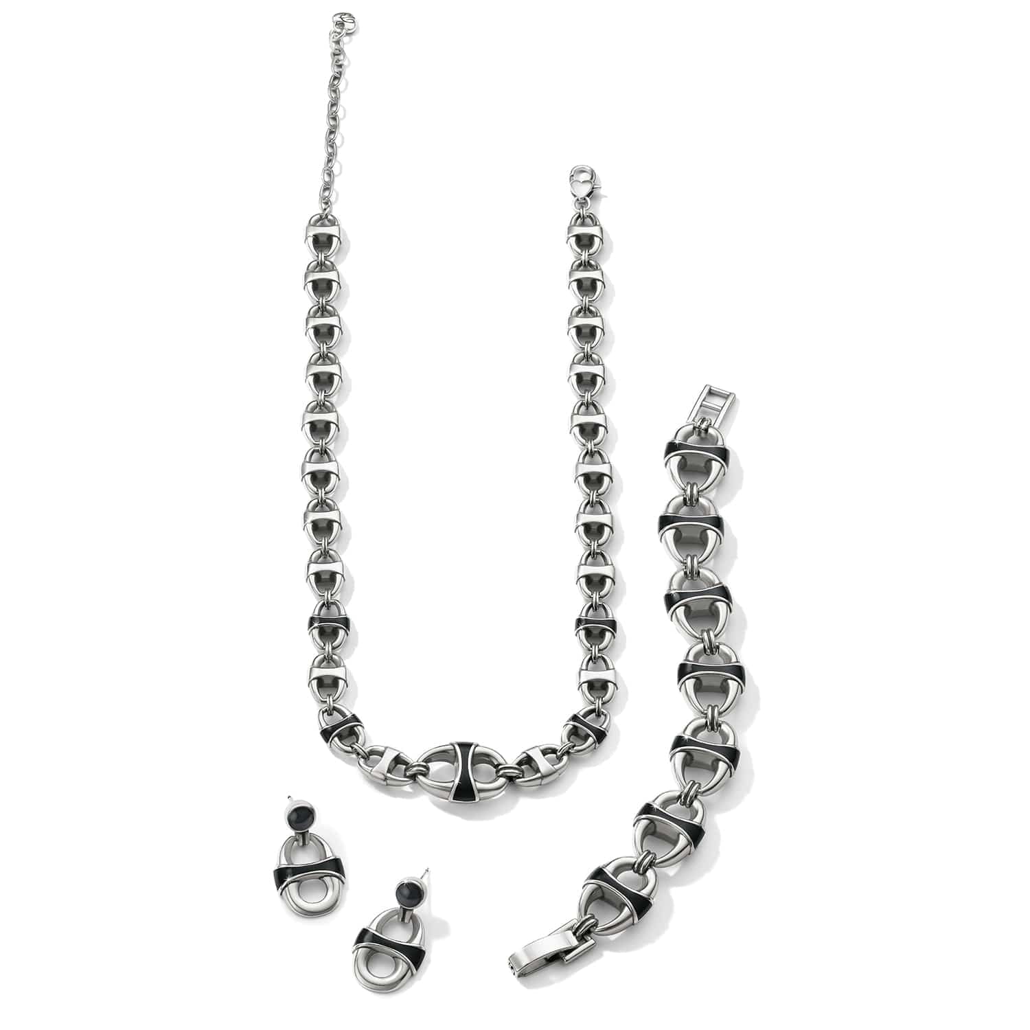 Portofino Link Black Drop Post Earrings - Image 6